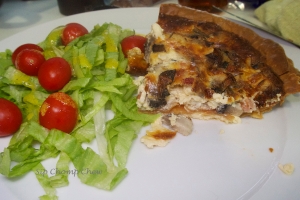 Served with salad for a yummy weekend lunch. I added a handful of chopped mushrooms to the mixture here as I had some in the fridge